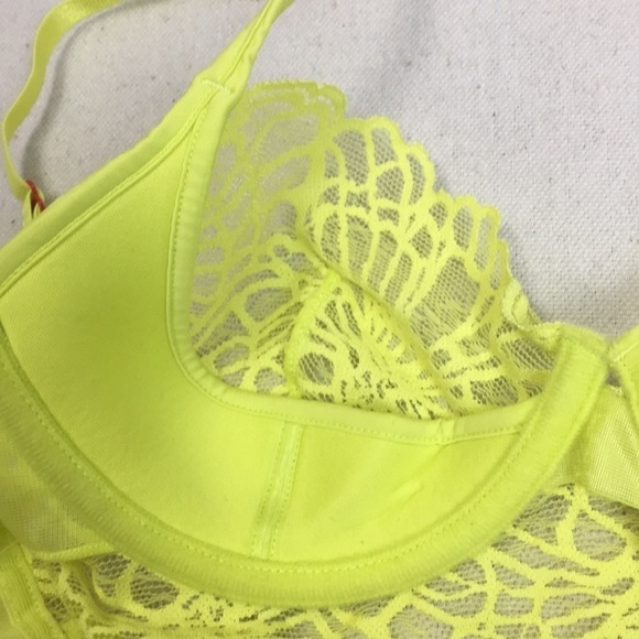 Josie Natori Bardot Lace Bra citrus Yellow  32b/c - Picture 8 of 11